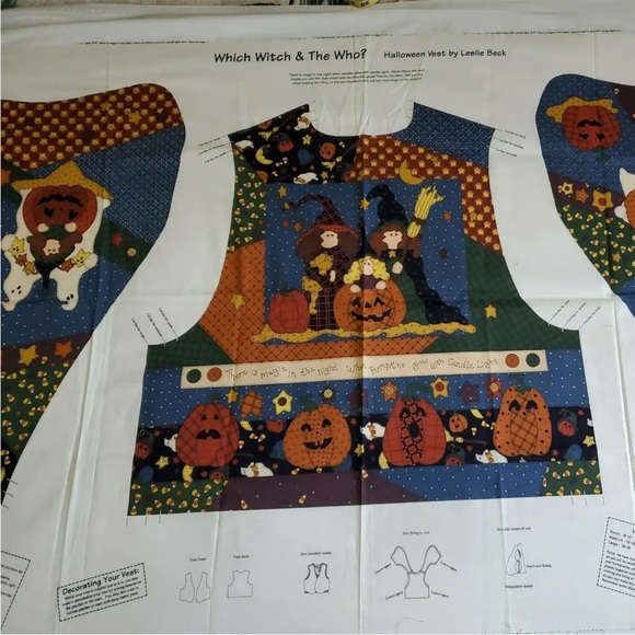 Cranston Leslie Beck Which Witch & The Who Halloween Vest Fabric Panels - Picture 13 of 13